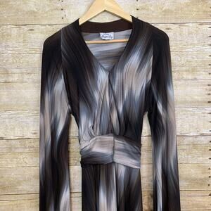 Vintage Long Elegant Legs Dress 1970's V Neck Tie Back Stunning Whimsy Goth